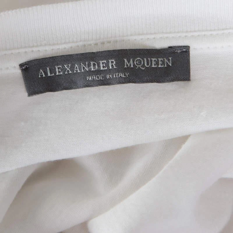 商品[二手商品] Alexander McQueen|Alexander McQueen White Cotton Floral Embroidered Silk Sleeve Detail Oversized T-Shirt S,价格¥1054,第5张图片详细描述