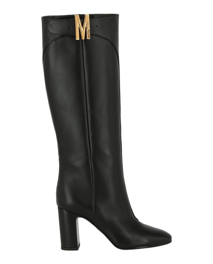商品Moschino|Tall M-Logo Leather Boots,价格¥3672-¥4769,第1张图片