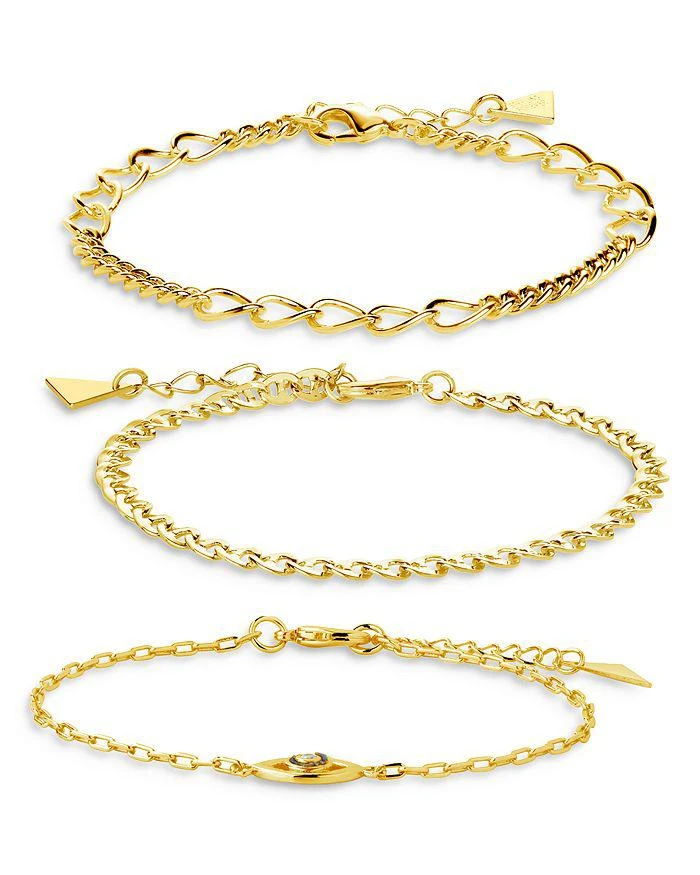 商品Sterling Forever|3 Piece Mother of Pearl & Evil Eye Chain Bracelet Set,价格¥829,第2张图片详细描述