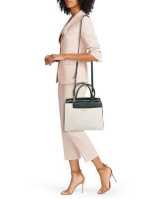 商品Calvin Klein|Edie Monogram Double Top Handle Bag,价格¥746,第4张图片详细描述