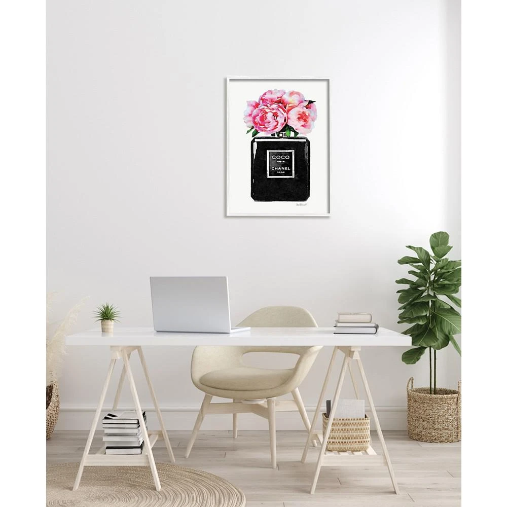 商品Stupell Industries|Glam Perfume Bottle Flower Black Peony Pink White Framed Giclee Texturized Art, 24" x 30",价格¥1387,第2张图片详细描述