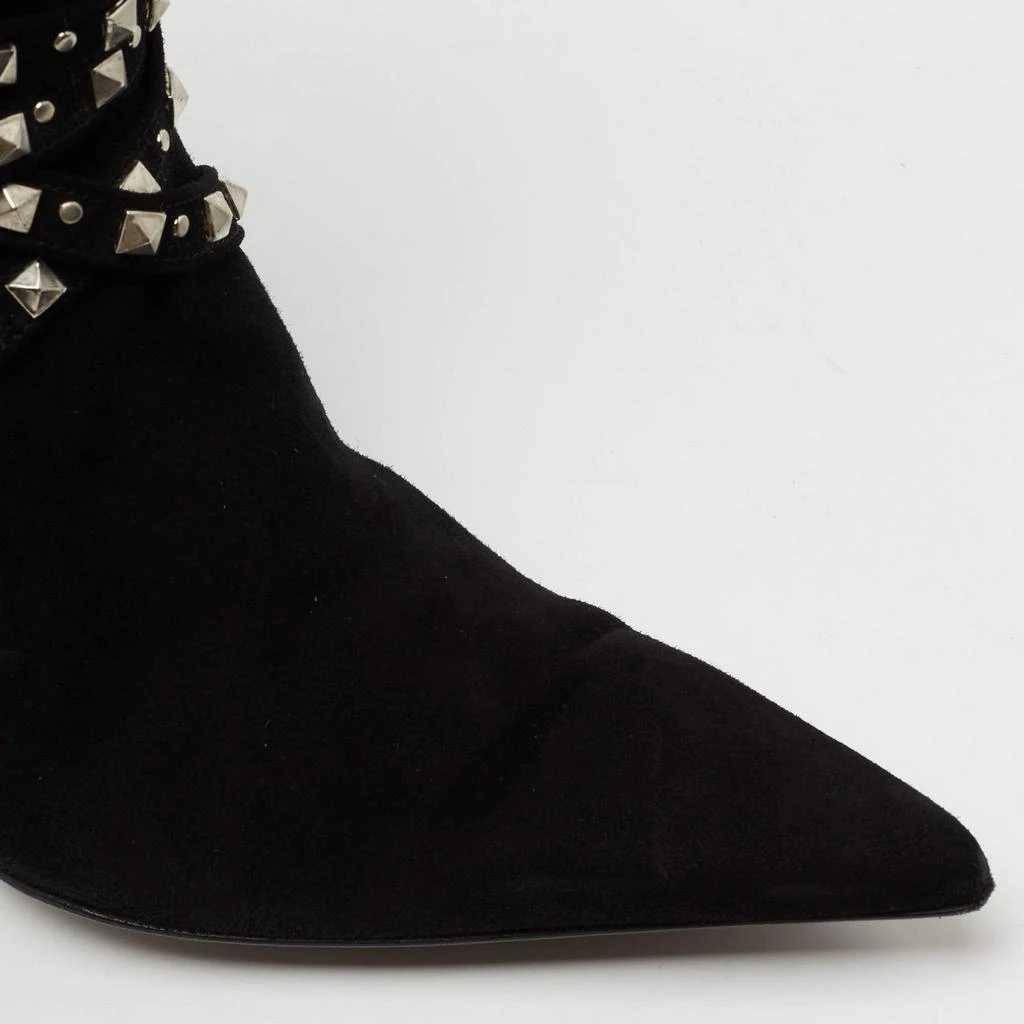 Versace Black Suede Studded Mid Calf Boots Size 38 商品