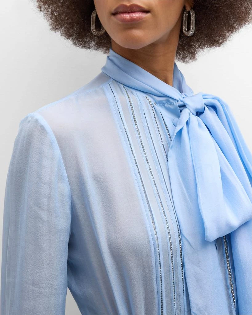 商品Des Phemmes|Embroidered Chiffon Neck-Tie Blouse,价格¥2701,第5张图片详细描述