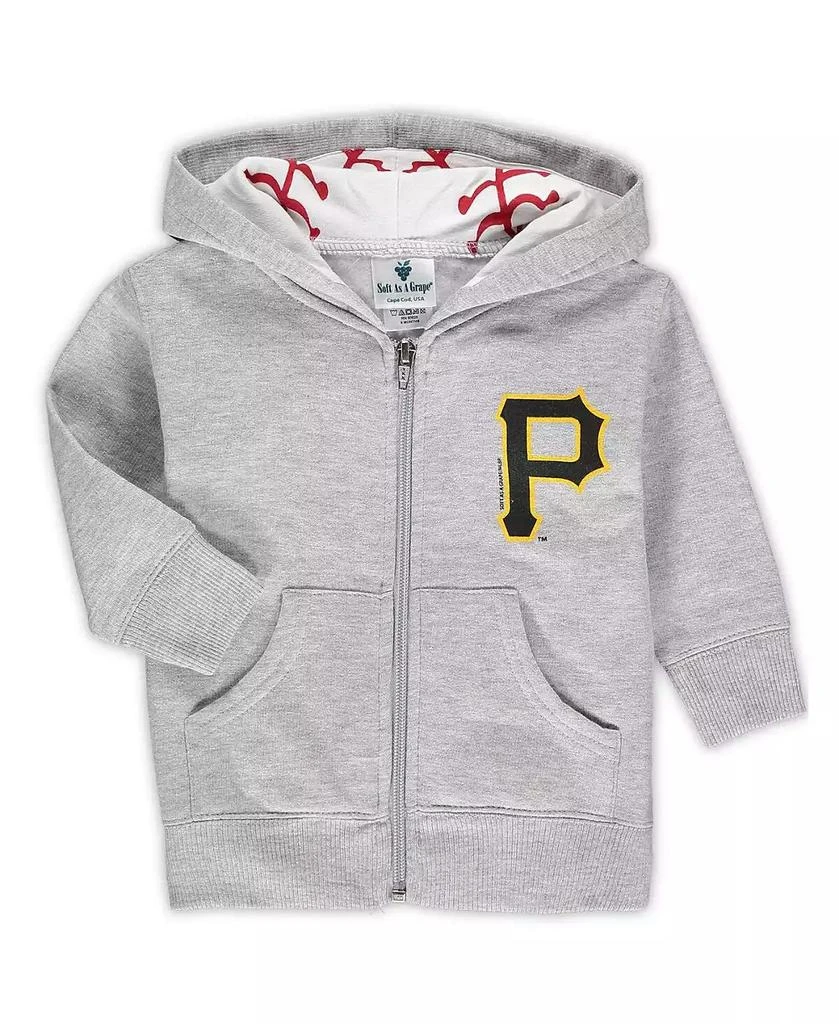 商品Soft As A Grape|Infant Boys and Girls Heathered Gray Pittsburgh Pirates Baseball Print Full-Zip Hoodie,价格¥307,第1张图片
