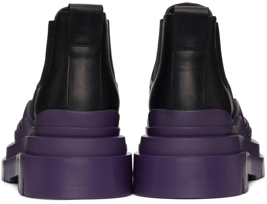 Black & Purple Low 'The Tire' Chelsea Boots商品第4张图片规格展示