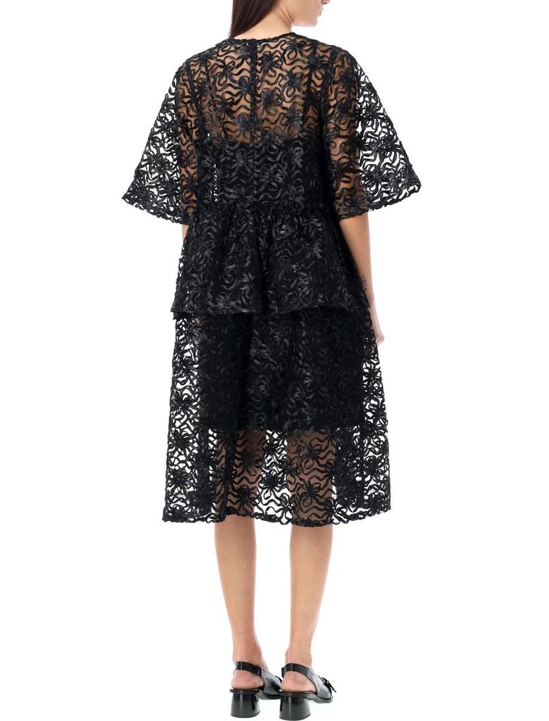 Ganni Ribbon Tulle Flounce Midi Dress – On Sale Now with Up