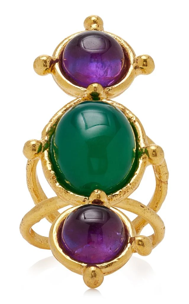 商品Sylvia Toledano|Sylvia Toledano - 22K Gold-Plated Malachite and Amethyst Cleo Ring  - Green - OS - Moda Operandi - Gifts For Her,价格¥1637,第1张图片