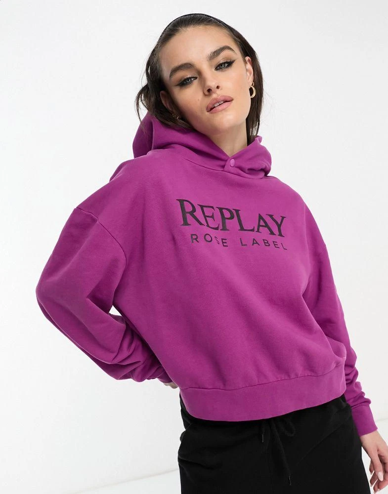 商品Replay|Replay logo hoodie in purple,价格¥840,第3张图片详细描述