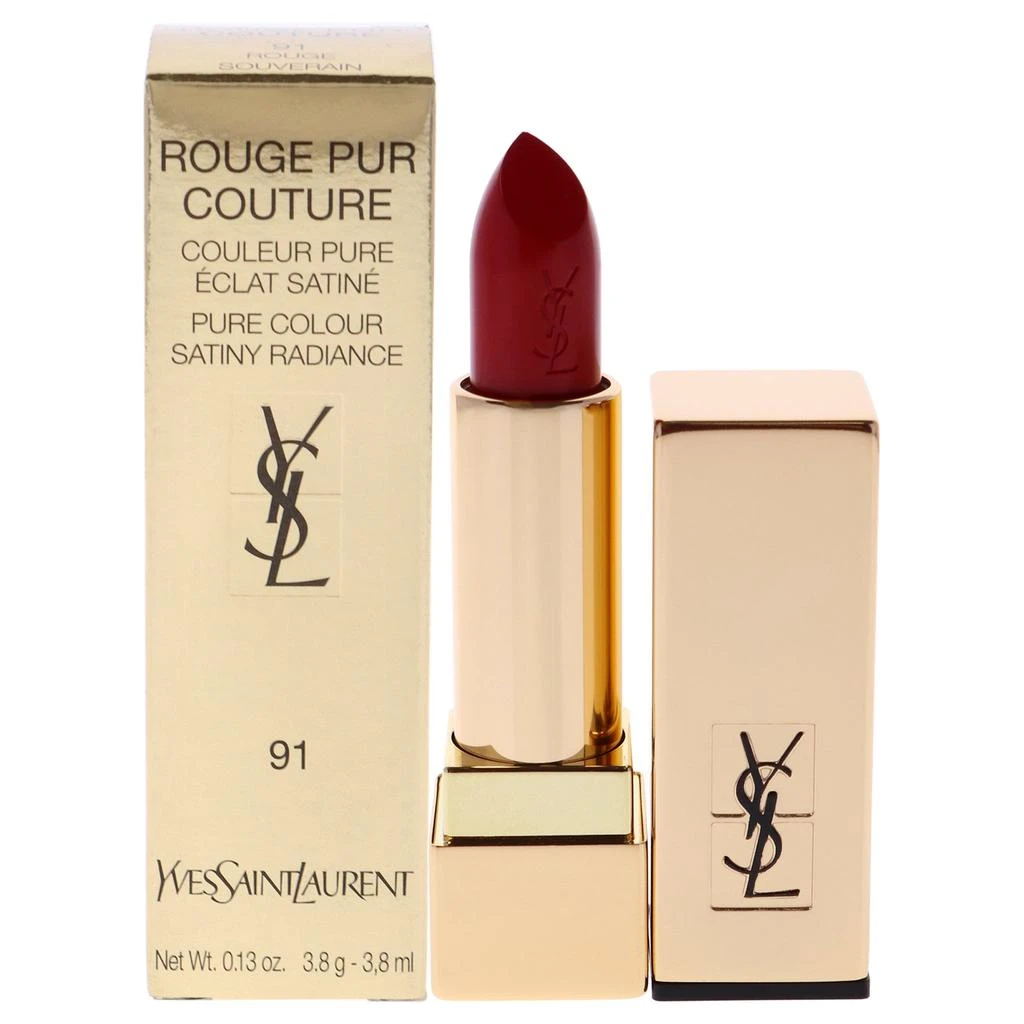 商品Yves Saint Laurent|Rouge Pur Couture Lipstick - 91 Rouge Souverain by Yves Saint Laurent for Women - 0.13 oz Lipstick,价格¥336,第1张图片