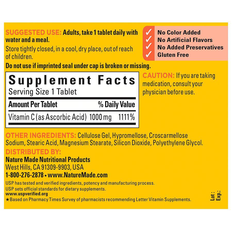 Extra Strength Vitamin C 1000 mg Tablets商品第4张图片规格展示
