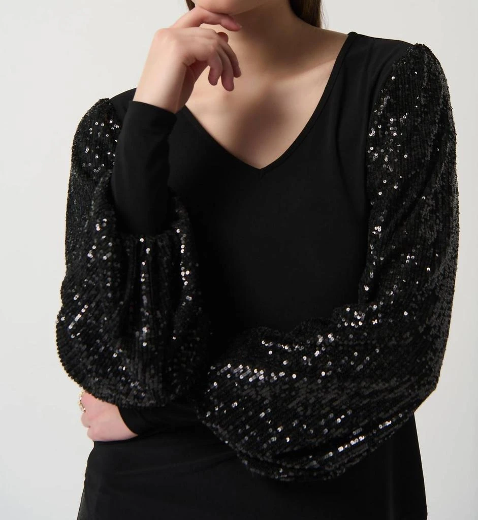 商品JOSEPH RIBKOFF|Joseph Ribkoff - SPARKLE SLEEVE TOP,价格¥1182,第3张图片详细描述