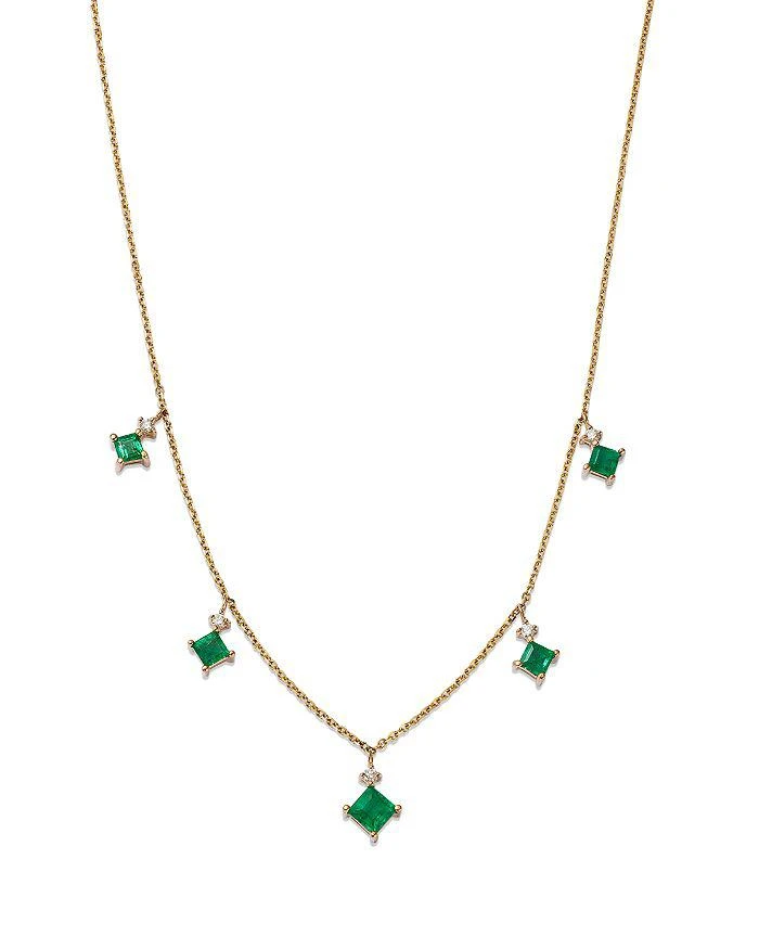 商品Bloomingdale's|Emerald & Diamond Droplet Necklace in 14K Yellow Gold, 16" - 100% Exclusive,价格¥23069,第4张图片详细描述