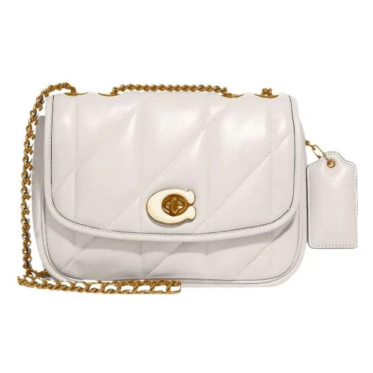 商品[国内直发] Coach|蔻驰女包奢侈品女士专柜款中号单肩斜跨包粉白色羊皮革配牛皮革C8560 B4/HA,价格¥2982,第1张图片