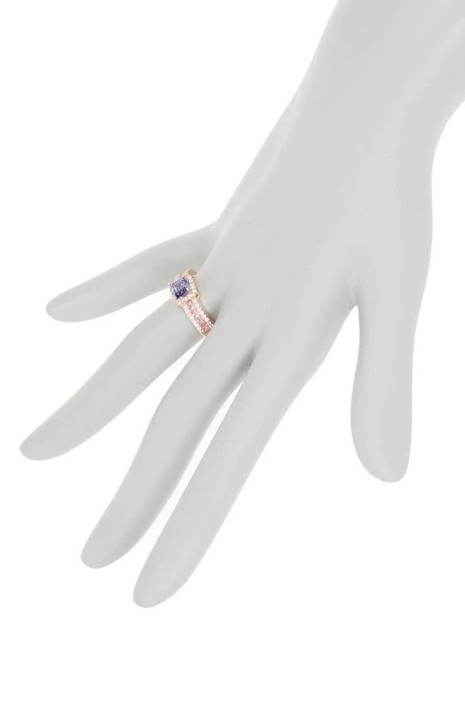 商品Suzy Levian|Goldtone Plated Sterling Silver Blue Pink Cubic Zirconia Bridal Ring,价格¥710,第3张图片详细描述