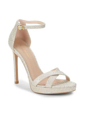 商品Stuart Weitzman|Nudist Disco Glitter Stiletto Sandals,价格¥1164,第2张图片详细描述