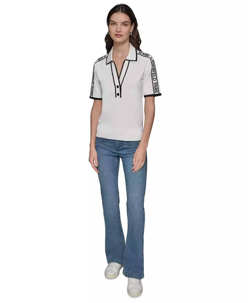 商品Karl Lagerfeld Paris|Women's Logo-Tape Polo Sweater,价格¥375,第1张图片