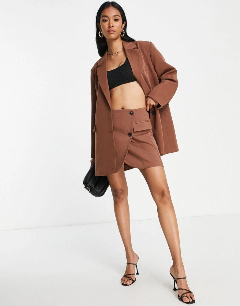 商品VERO MODA|Vero Moda tailored suit blazer co-ord in chocolate,价格¥369,第1张图片