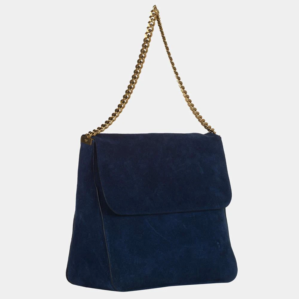 商品[二手商品] Celine|Celine Navy Blue Gourmette Suede Chain Shoulder Bag,价格¥4973,第2张图片详细描述