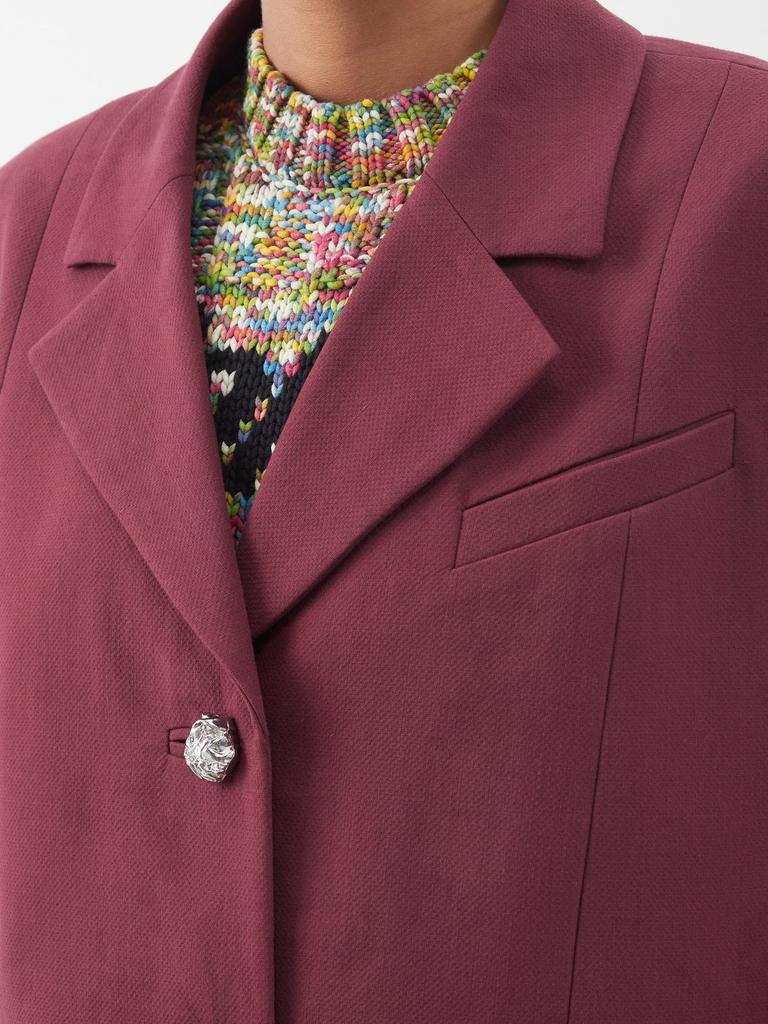 Crystal-button organic-cotton oversized blazer商品第4张图片规格展示