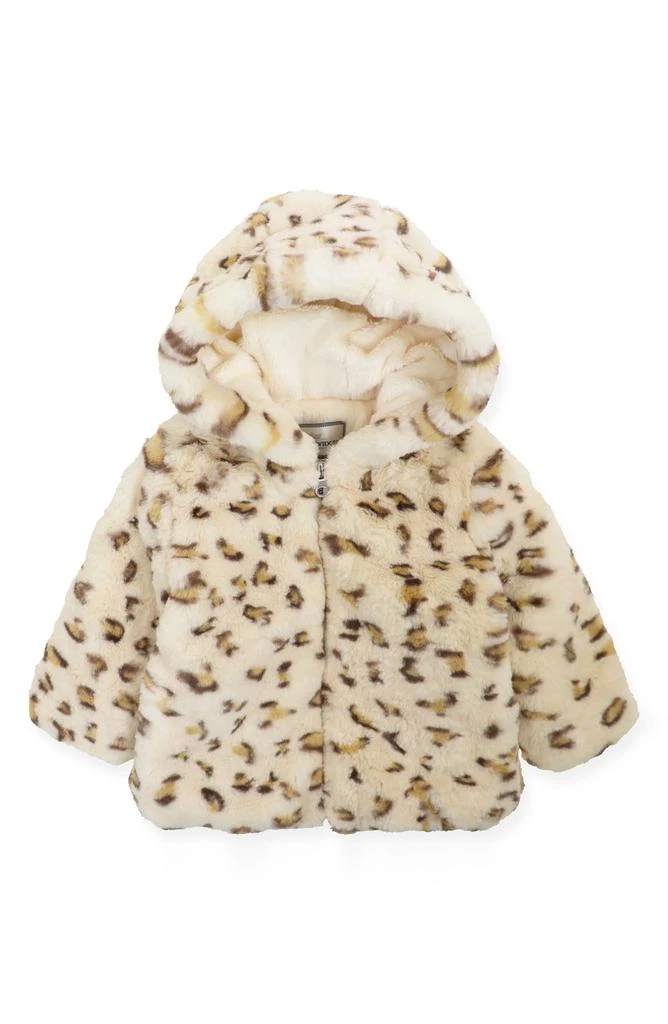 商品Widgeon|Teddy Leopard Print Faux Fur Hooded Jacket,价格¥196,第1张图片