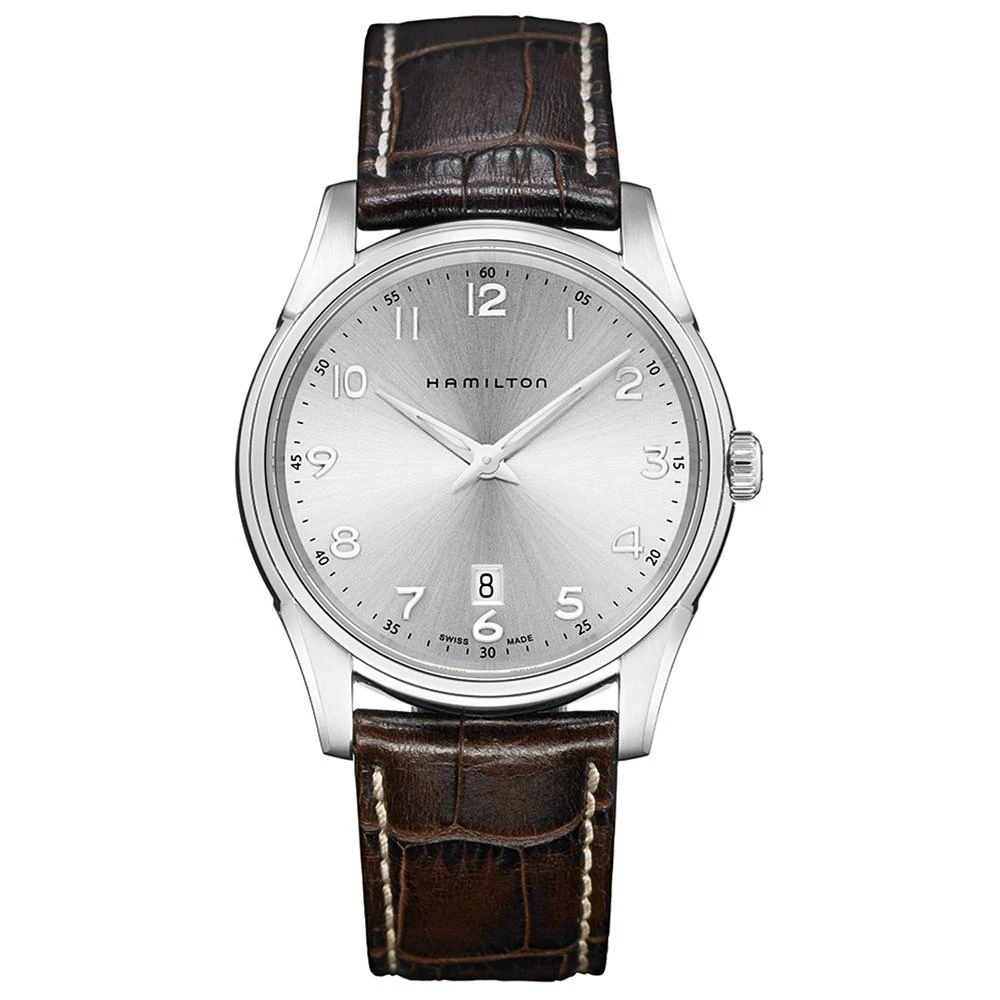 商品Hamilton|Men's Swiss Jazzmaster Thinline Brown Leather Strap Watch 42mm,价格¥3928,第1张图片