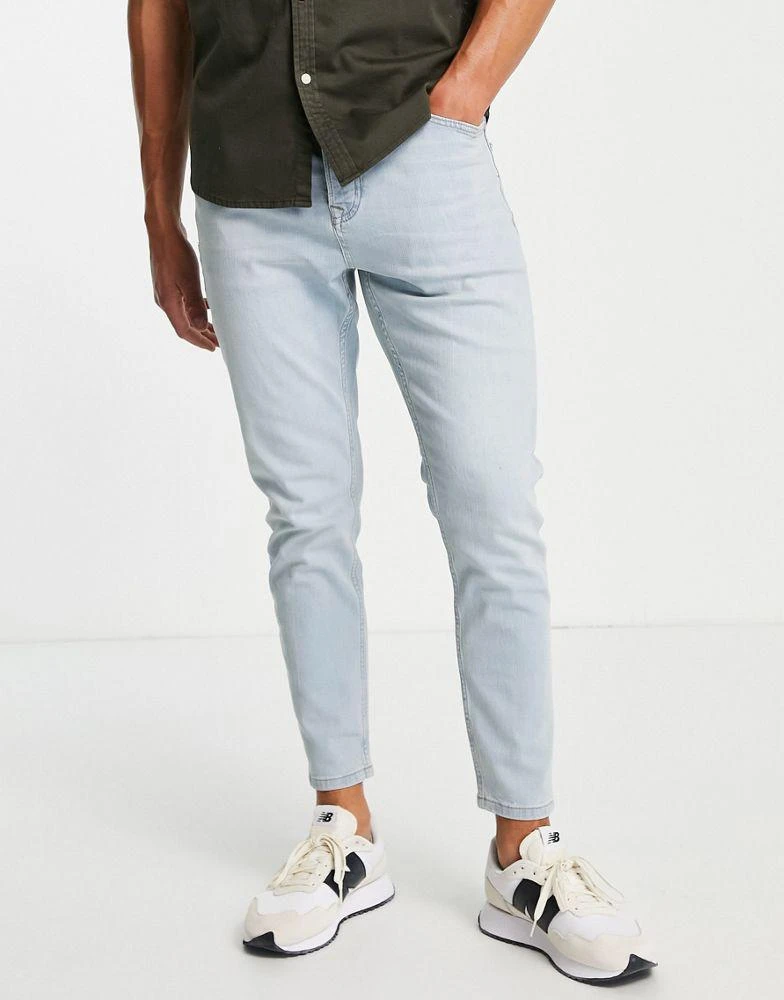 商品Topman|Topman stretch tapered jeans in light wash tint,价格¥223,第1张图片