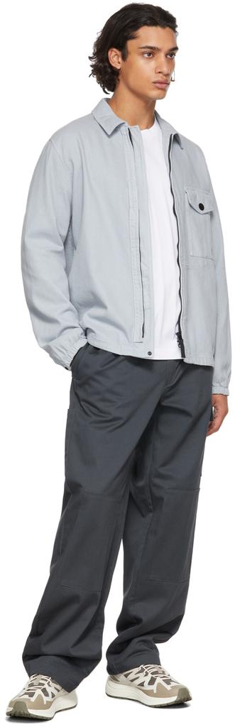 Grey Cotton Textured Brushed Recycled Overshirt Jacket商品第5张图片规格展示