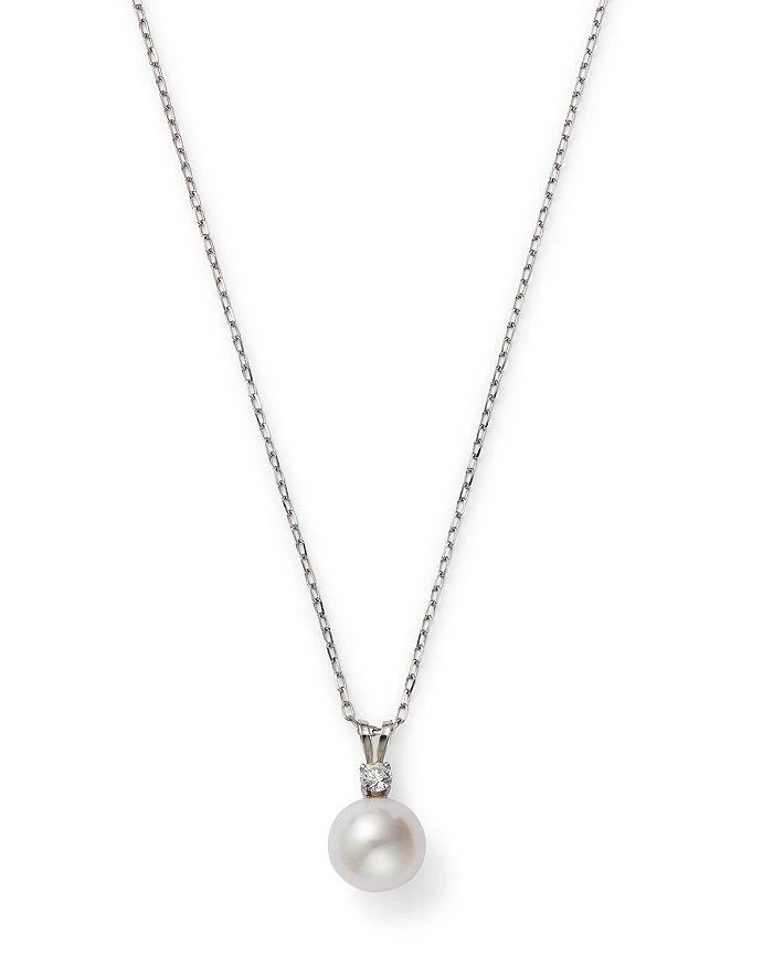 商品Bloomingdale's|Diamond & Cultured Freshwater Pearl Pendant Necklace in 14K White Gold, 16",价格¥3023,第5张图片详细描述