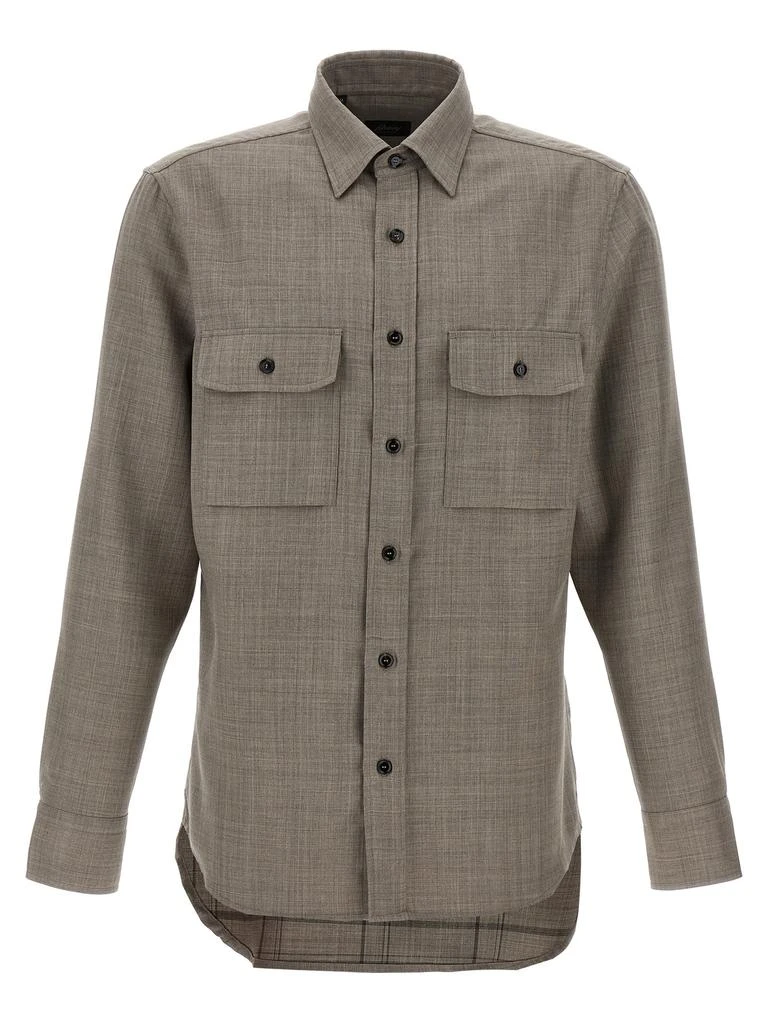 商品Brioni|Military Shirt Shirt And Blouse Gray,价格¥6183,第1张图片