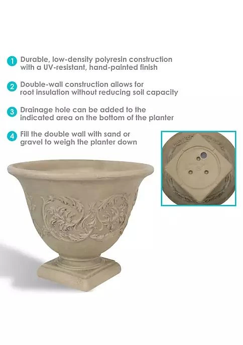 商品belk|Decor 16 In Darcy Dual Wall Polyresin Planter And Uv Resistance   Beige,价格¥486,第4张图片详细描述