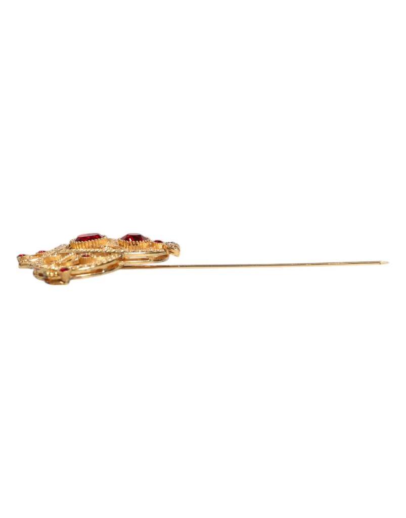 商品Dolce & Gabbana|Dolce & Gabbana Gold Tone Red Crystal Embellish 925 Sterling Silver Pin,价格¥3179,第4张图片详细描述