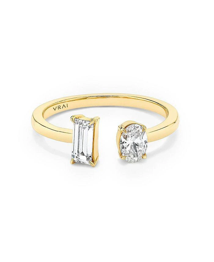 商品VRAI|Lab Grown Diamond Baguette & Oval Mixed Cuff Ring in 14K Gold, .50 ct. t.w.,价格¥6353,第2张图片详细描述