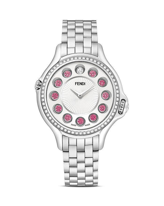 商品Fendi|Fendi Crazy Carats Stainless Steel Rotating Gemstones Watch with Diamond Bezel Dial, 38mm,价格¥43353,第2张图片详细描述