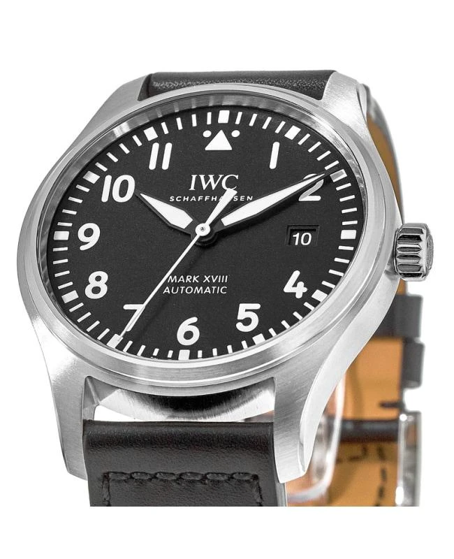 商品IWC Schaffhausen|IWC Pilot&apos;s Mark XVIII Black Dial Black Leather Strap Men&apos;s Watch IW327009,价格¥33765,第2张图片详细描述
