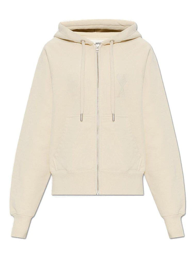 商品AMI|AMI Logo-Embroidered Front-Zip Hoodie,价格¥2514,第1张图片