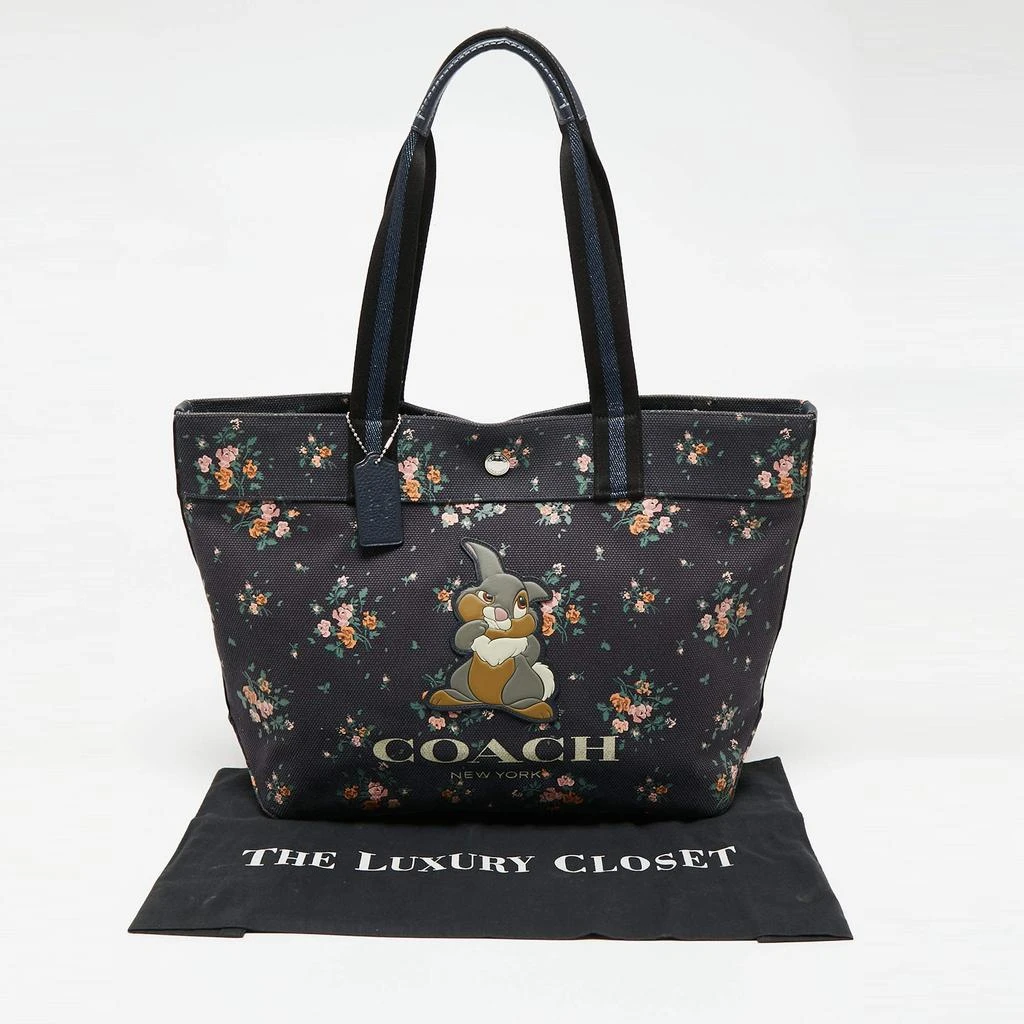 Coach x Disney Navy Blue Rose Bouquet Print and Thumper Canvas Tote 商品