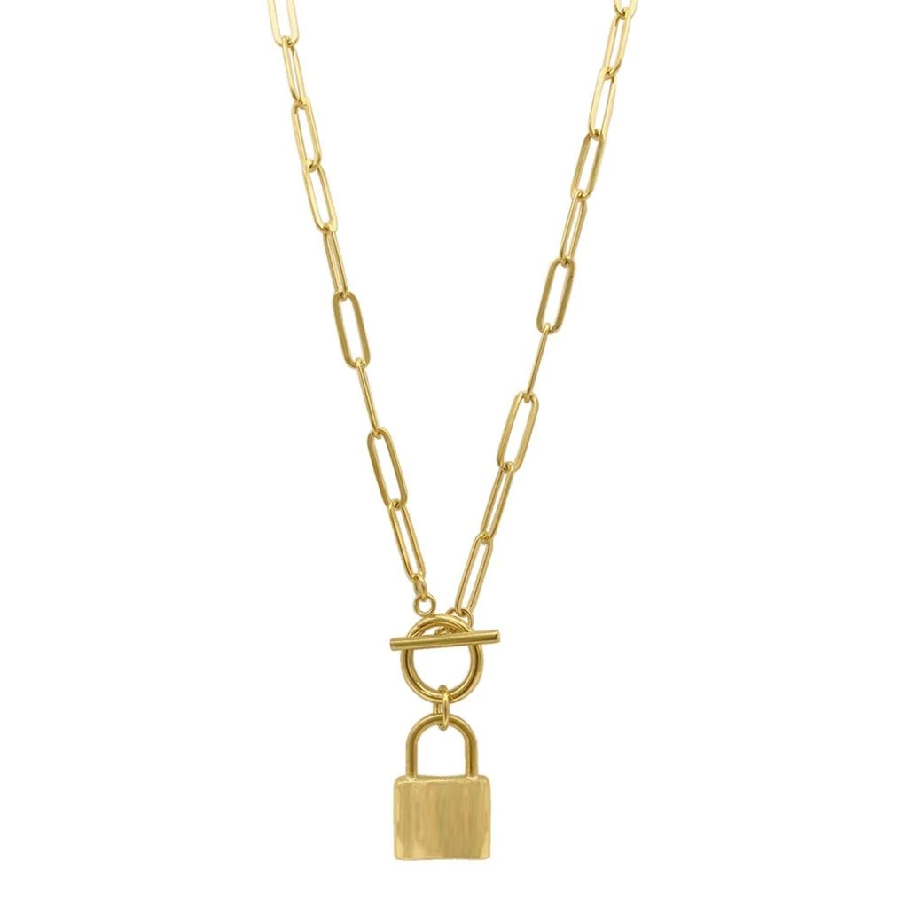 商品ADORNIA|Adornia Water Resistant Lock Paper Clip Chain Toggle Necklace gold,价格¥166,第1张图片
