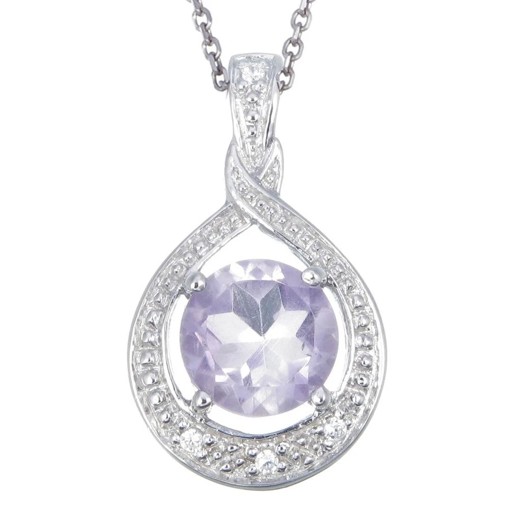 商品Vir Jewels|1.25 cttw Purple Amethyst Pendant Necklace .925 Sterling Silver 7 MM Round,价格¥402,第4张图片详细描述