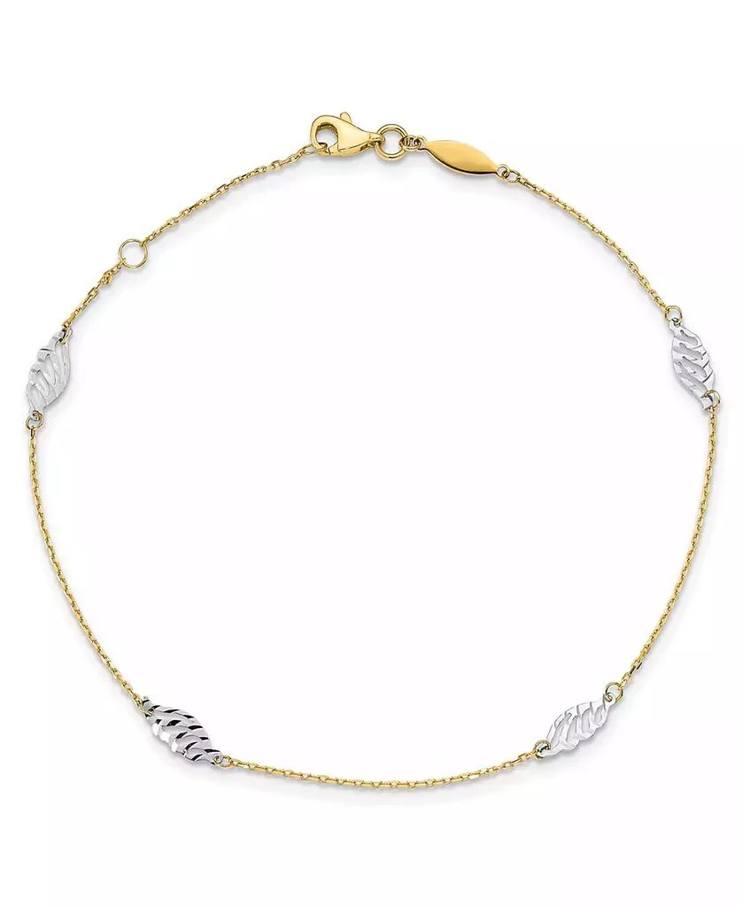 商品Macy's|Polished Leaf Anklet in 14k Yellow and White Gold,价格¥2319,第1张图片