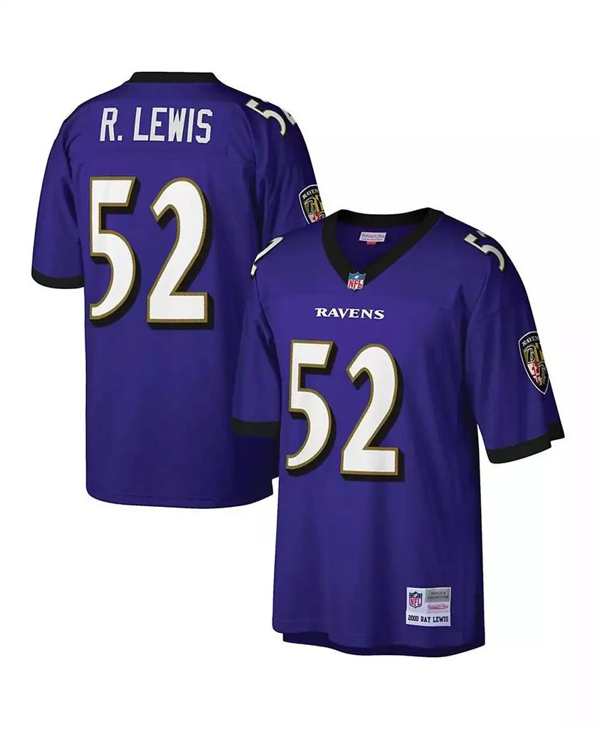 商品Mitchell and Ness|Men's Ray Lewis Purple Baltimore Ravens Big and Tall 2000 Retired Player Replica Jersey,价格¥949,第1张图片