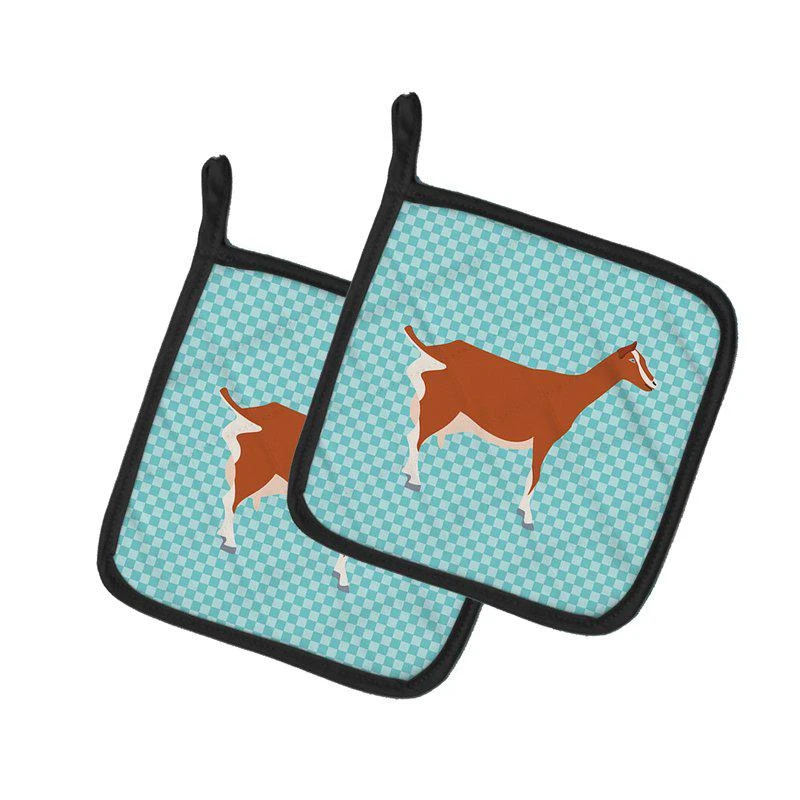商品Caroline's Treasures|Toggenburger Goat Blue Check Pair of Pot Holders,价格¥170,第1张图片