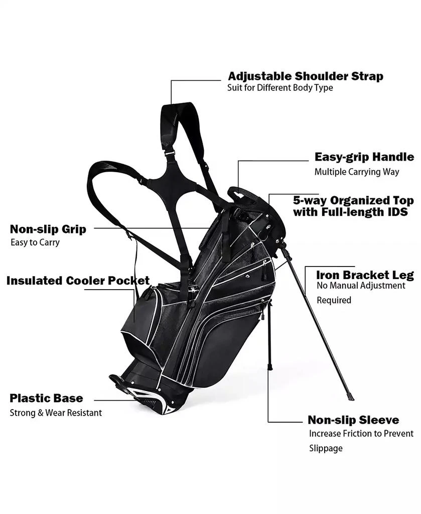 Golf Stand Cart Bag Club w/6 Way Divider Carry Organizer 商品