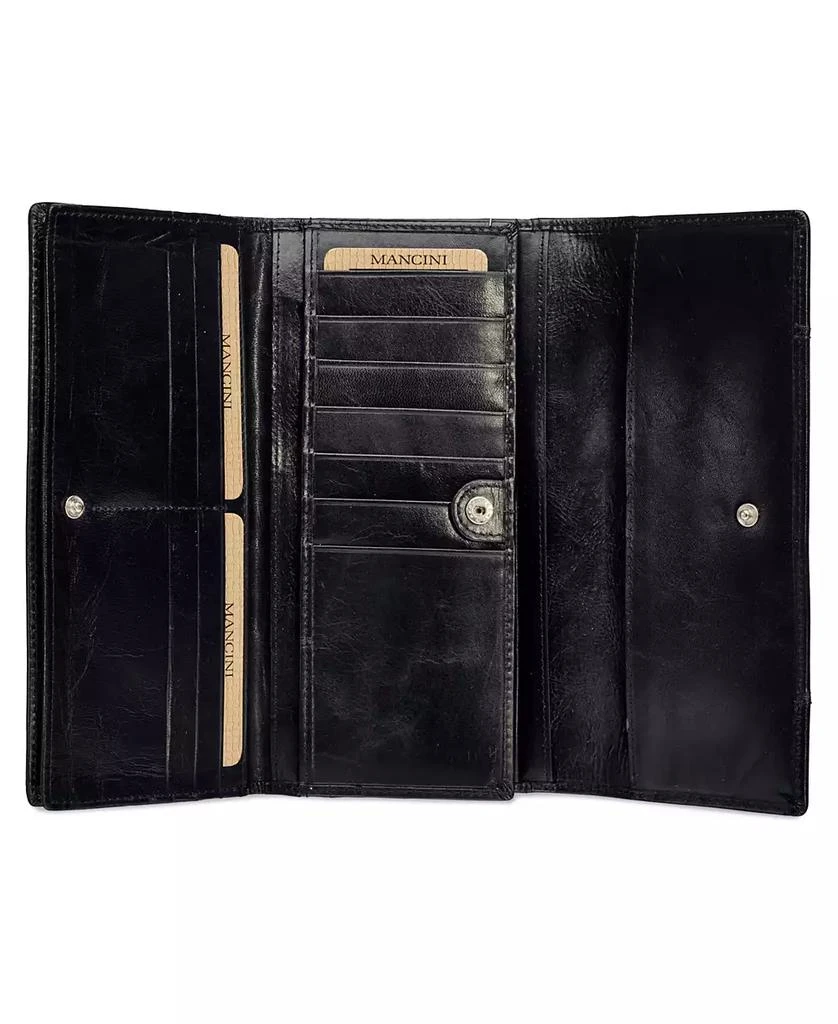 商品Mancini Leather Goods|Casablanca Collection RFID Secure Ladies Trifold Wing Wallet,价格¥430,第3张图片详细描述