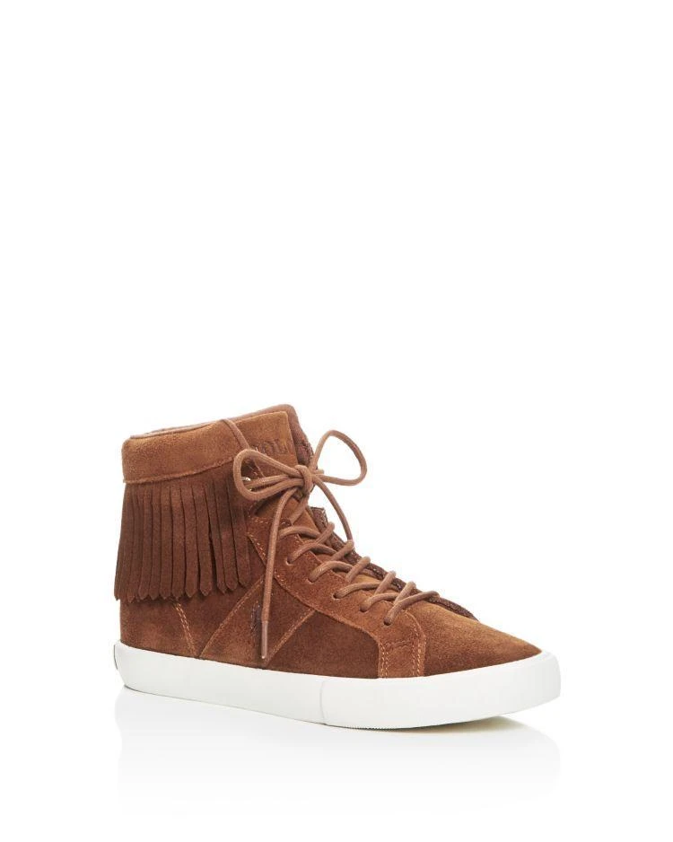 商品Ralph Lauren|幼儿/小童Girls' Winona Fringe High Top Sneakers - Toddler, Little Kid,价格¥365,第1张图片