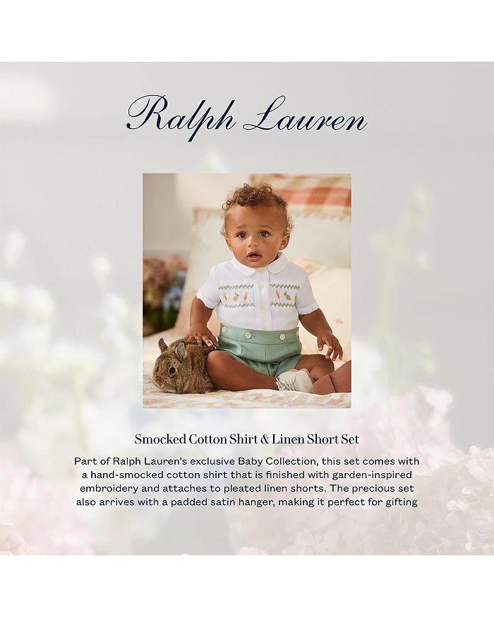 商品Ralph Lauren|Boys' Smocked Cotton Shirt & Linen Shorts Set - Baby,价格¥673,第3张图片详细描述