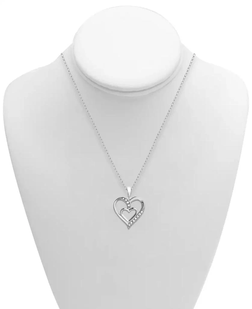 商品Macy's|Diamond Double Heart 18" Pendant Necklace (1/10 ct. t.w.) in Sterling Silver,价格¥758,第2张图片详细描述