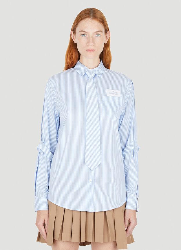 Pinstripe Sleeve Strap Shirt in Light Blue商品第1张图片规格展示