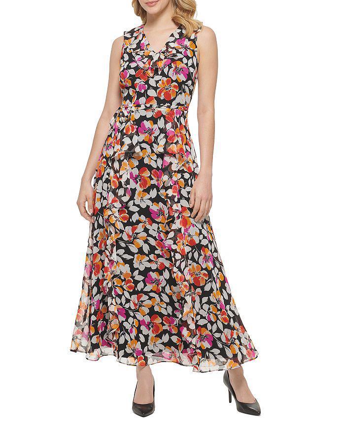 商品Karl Lagerfeld Paris|Floral Ruffled Maxi Dress,价格¥392,第3张图片详细描述