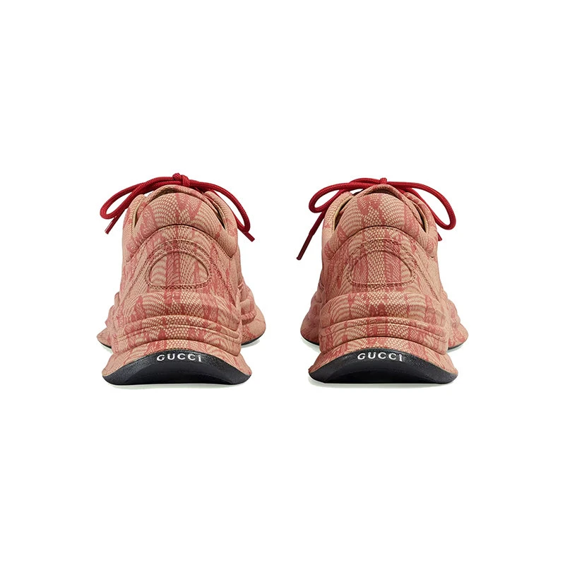 商品Gucci|【预售3-7天】古驰 23年早春新款 中国新年Run系列 女士米色/芙蓉红色皮革老花图案运动鞋722619AABEB9713,价格¥7430,第4张图片详细描述