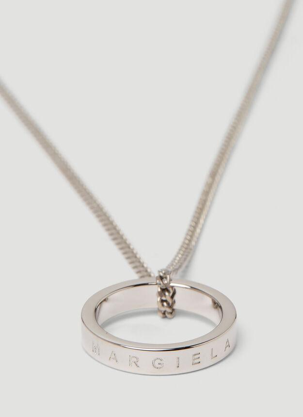 商品MAISON MARGIELA|Logo Ring Pendant Necklace in Silver,价格¥1554,第4张图片详细描述